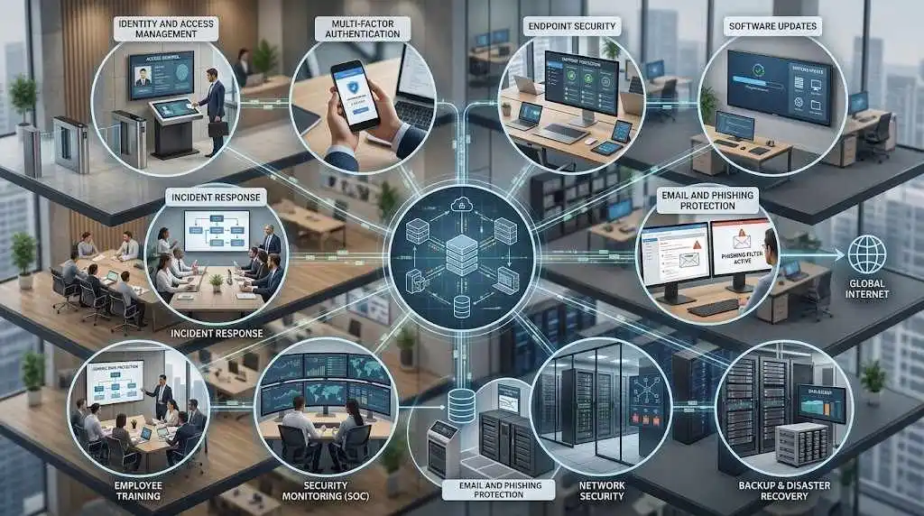 Core cybersecurity controls used with business IT services