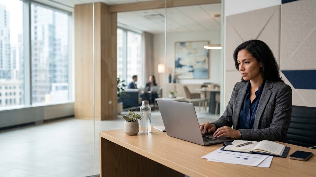 Business professional working in a modern office