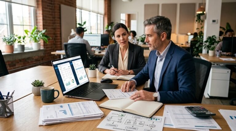 Small business owner consulting with an accountant