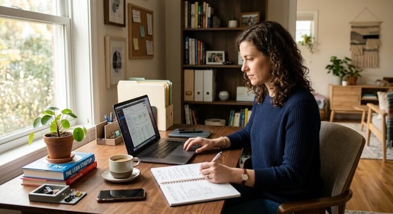 home business owner working from a home office