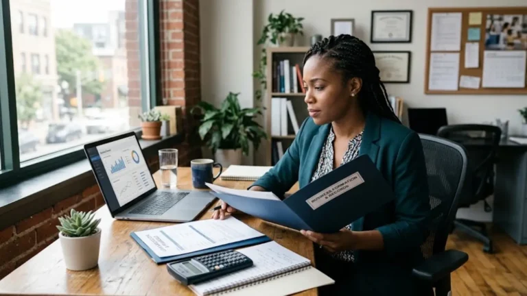 LLC owner reviewing a business loan application