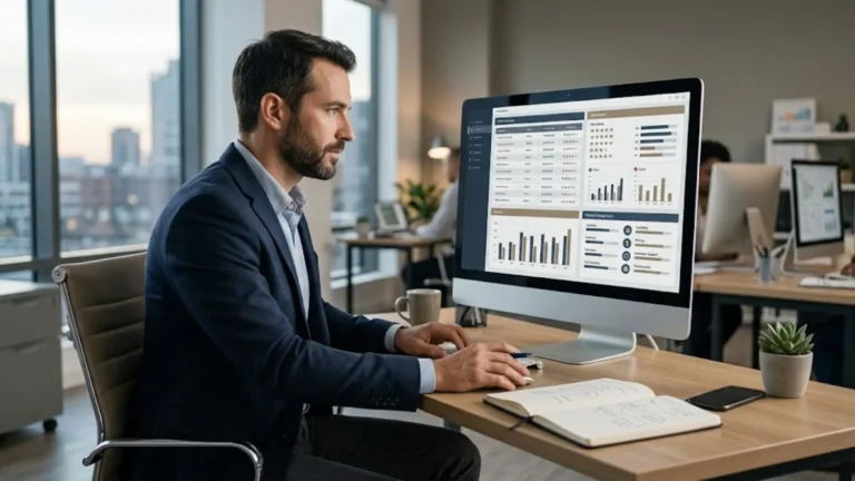 Small business owner evaluating CRM software reviews